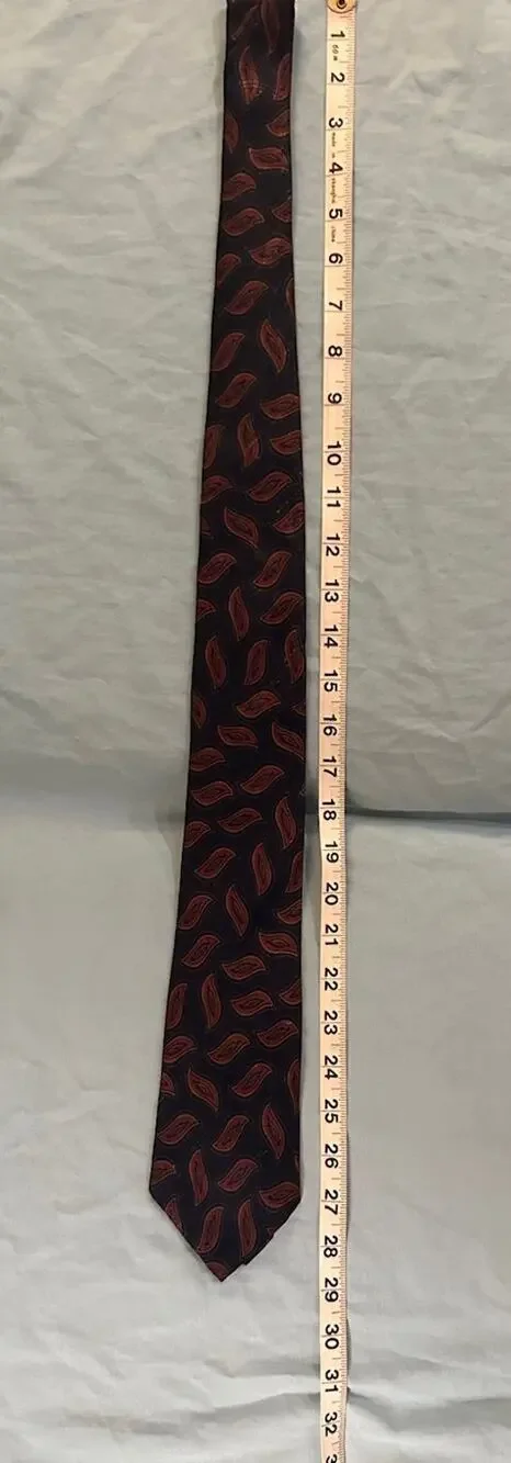 Men's Tie Mini Paisley Beige Red Navy 58in
